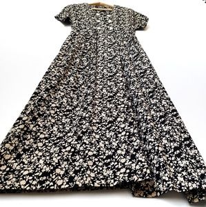 Vintage black and white floral print maxi dress